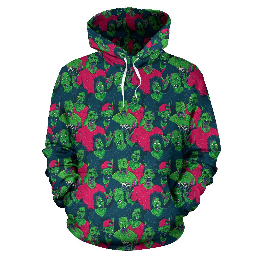 Zombie Themed Design Pattern Print Pullover Hoodie