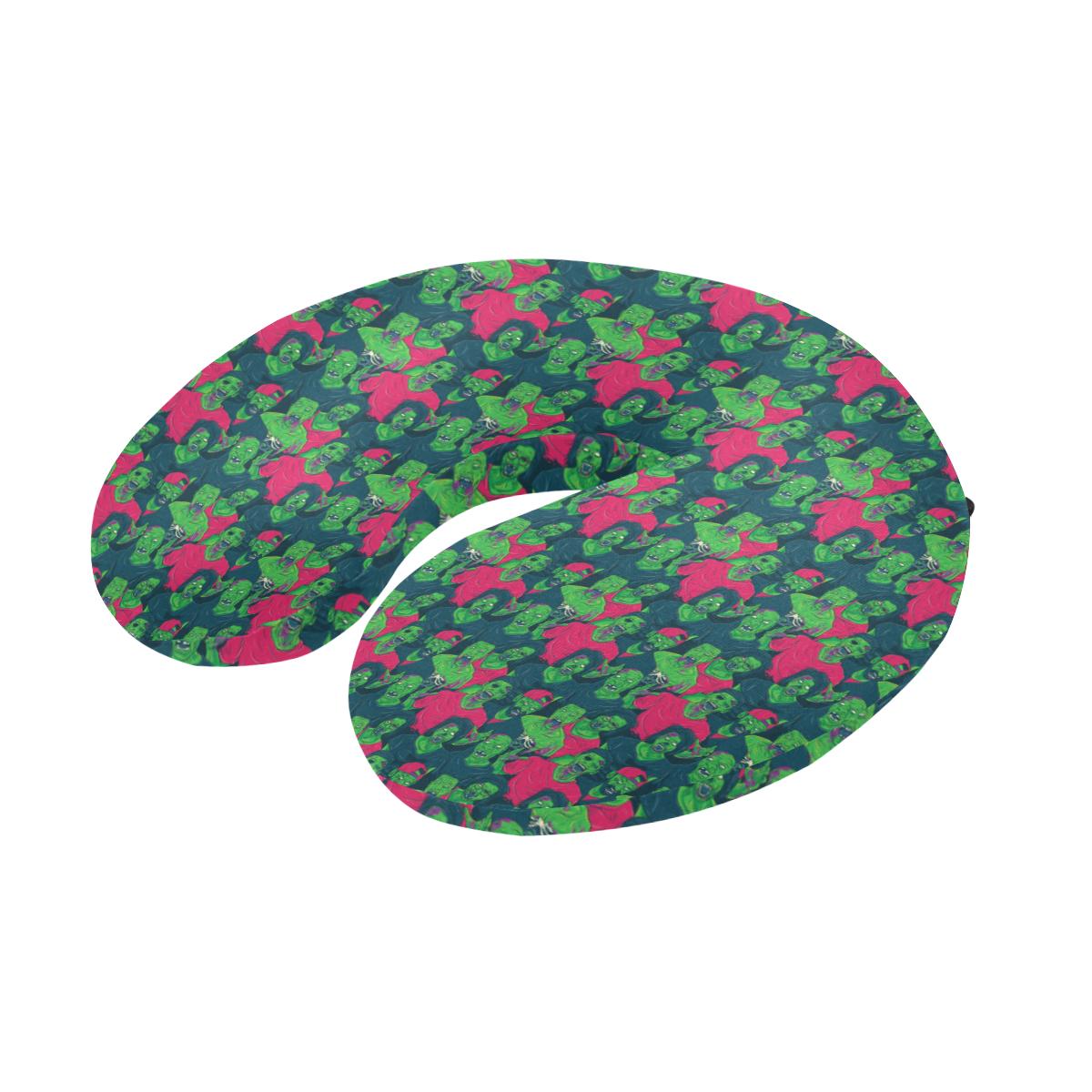 Zombie Themed Design Pattern Print U-Shaped Travel Neck Pillow-JTAMIGO.COM