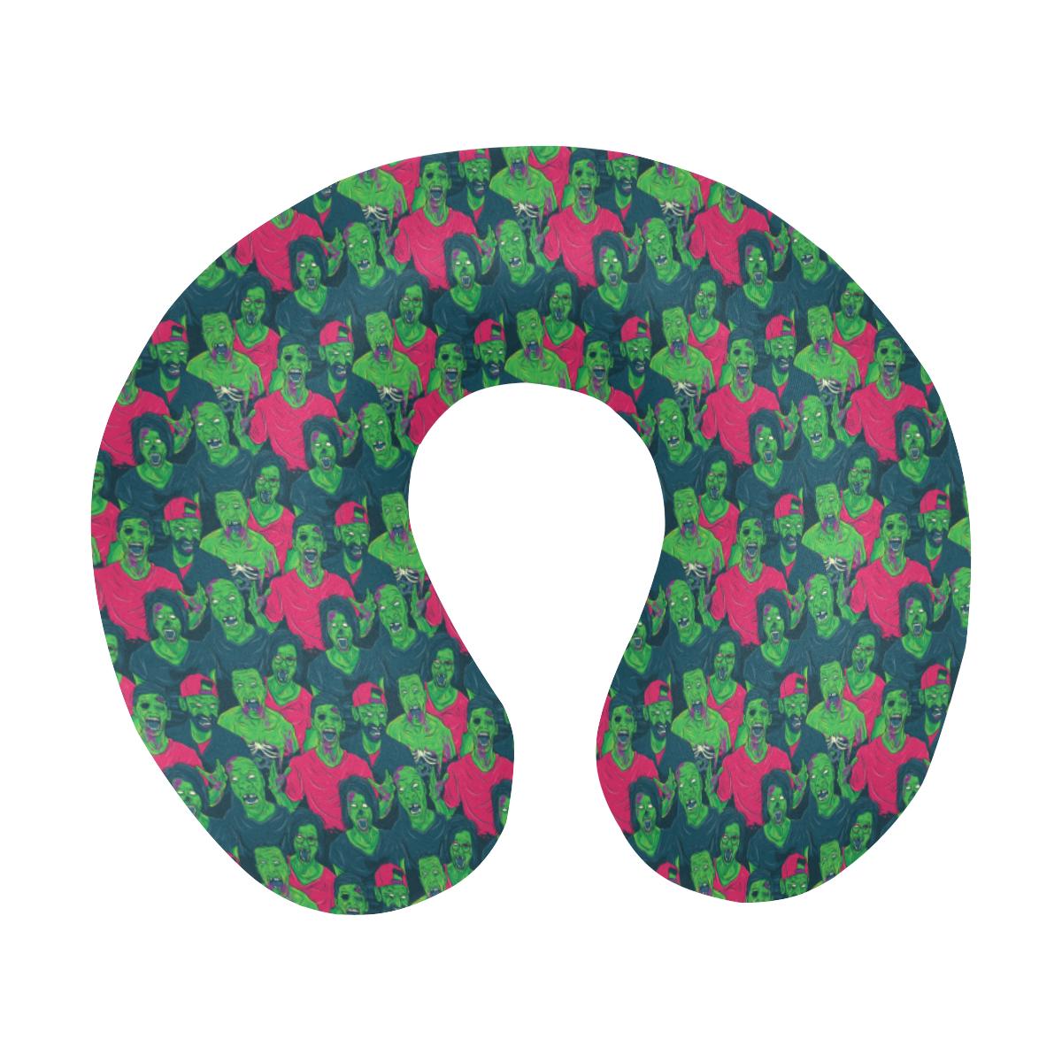 Zombie Themed Design Pattern Print U-Shaped Travel Neck Pillow-JTAMIGO.COM