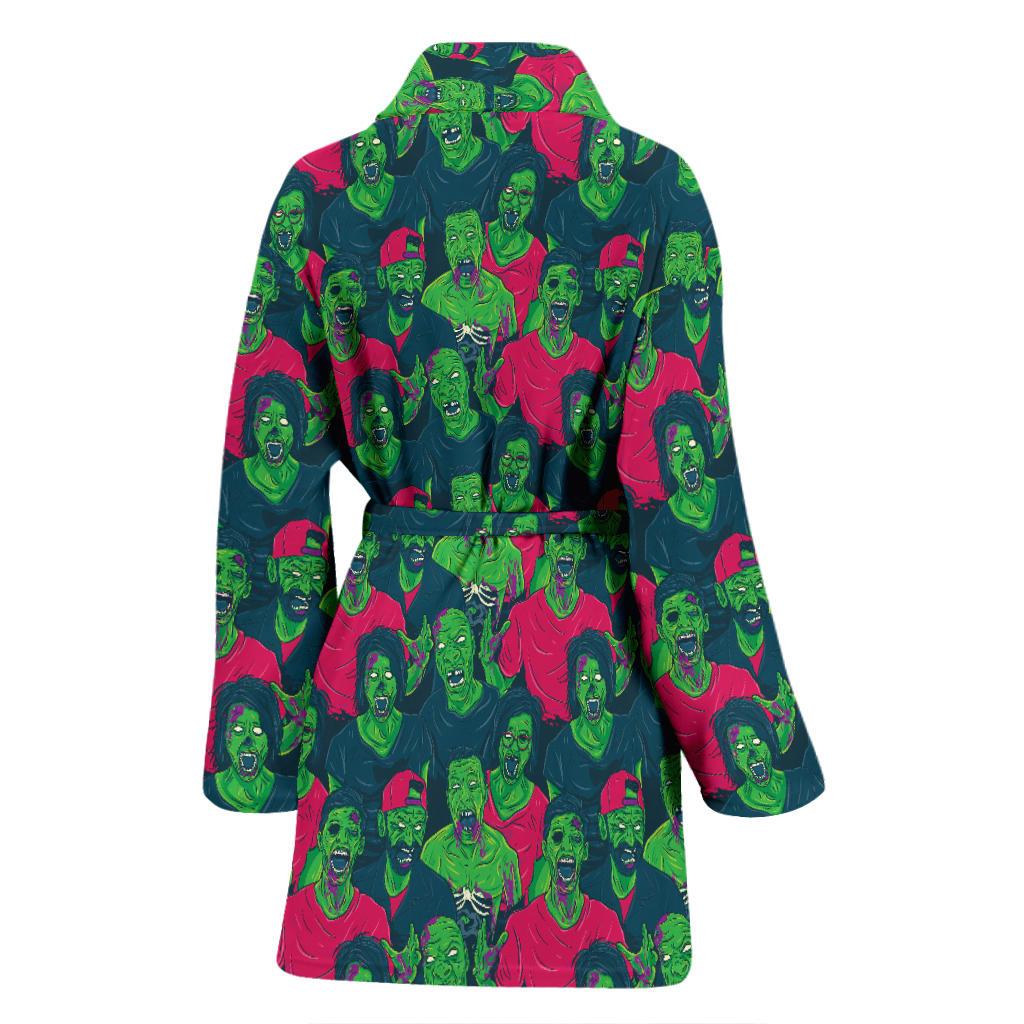 Zombie Themed Design Pattern Print Women Bath Robe-JTAMIGO.COM