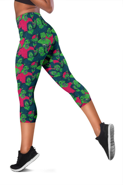 Zombie Themed Design Pattern Print Women Capris