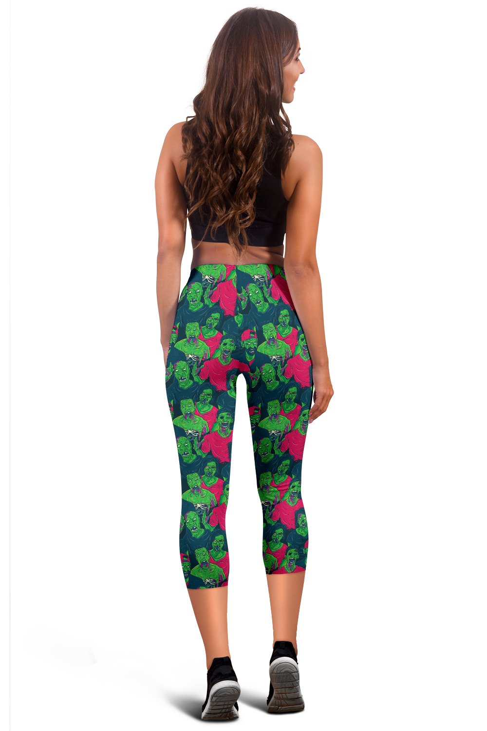 Zombie Themed Design Pattern Print Women Capris