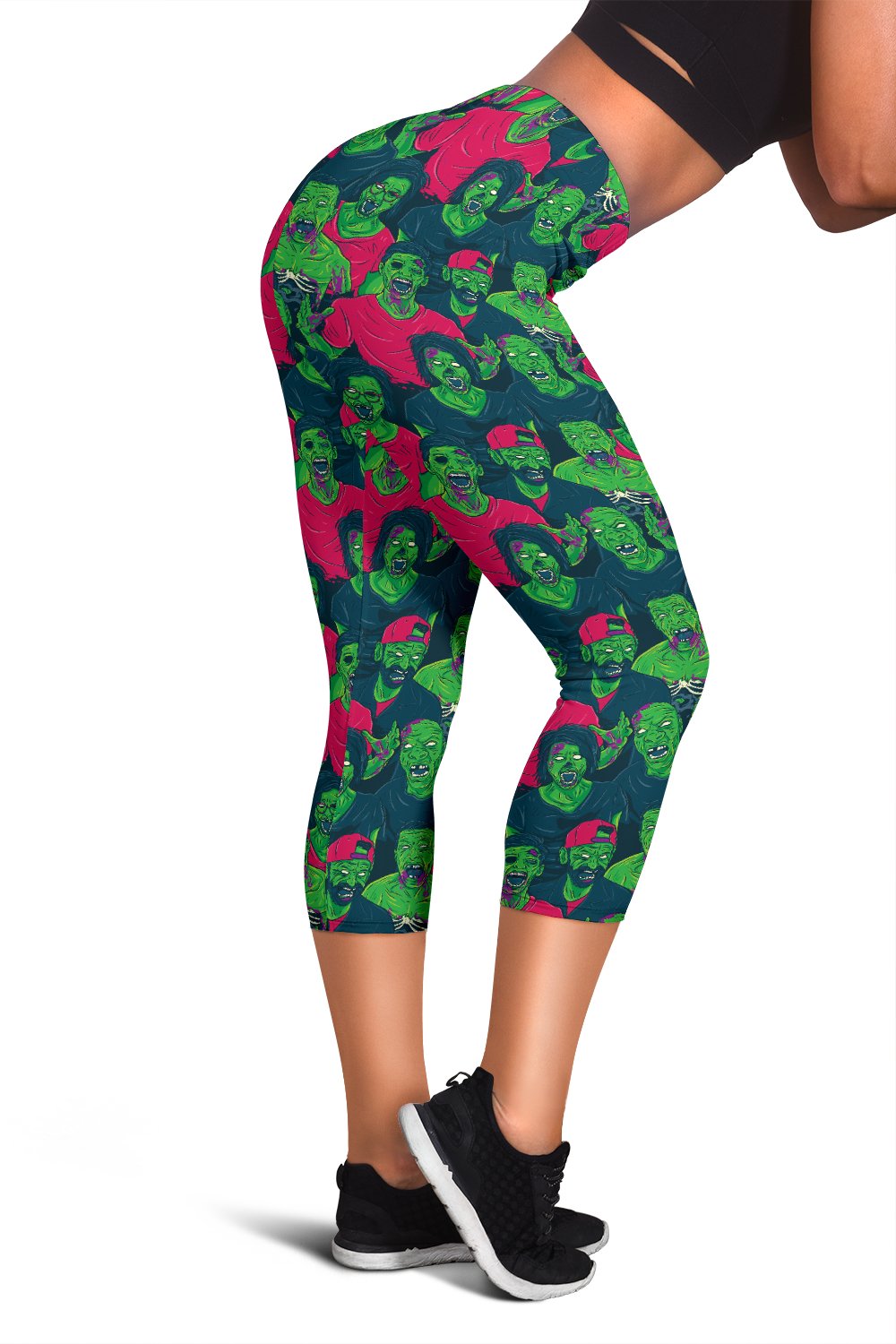 Zombie Themed Design Pattern Print Women Capris