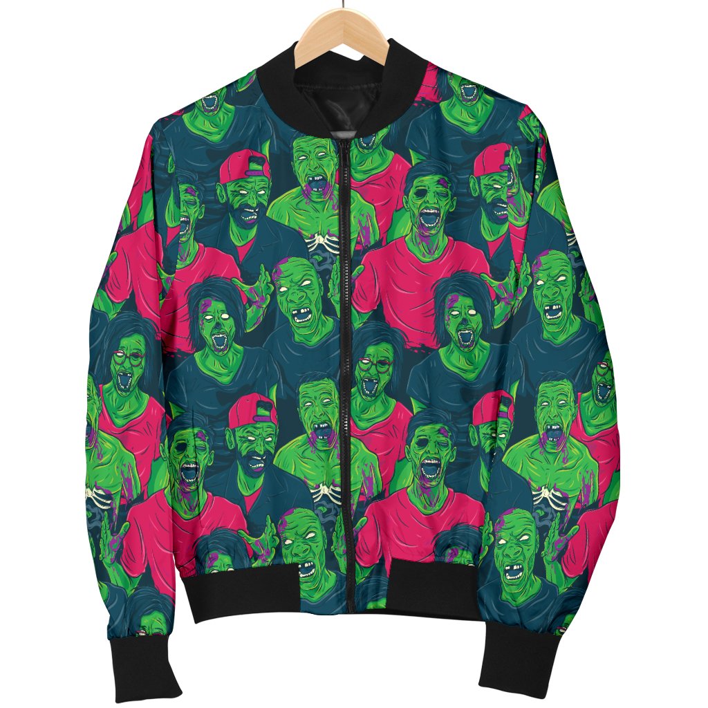 Zombie Themed Design Pattern Print Women Casual Bomber Jacket