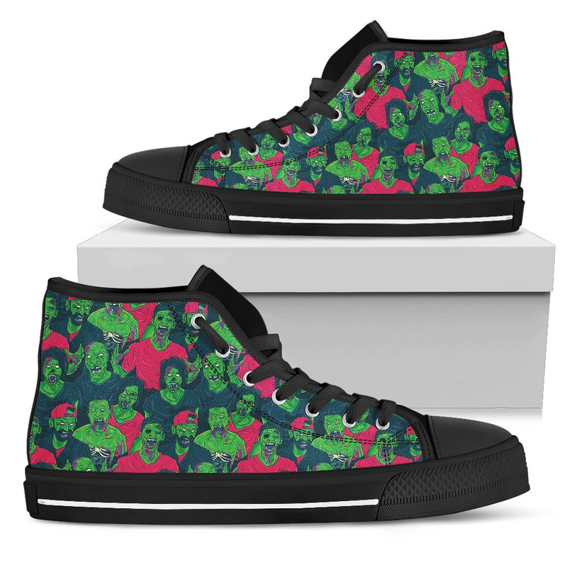 Zombie Themed Design Pattern Print Women High Top Shoes