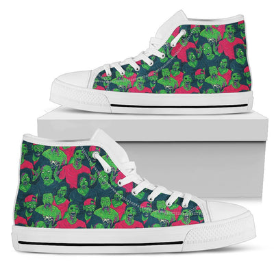 Zombie Themed Design Pattern Print Women High Top Shoes