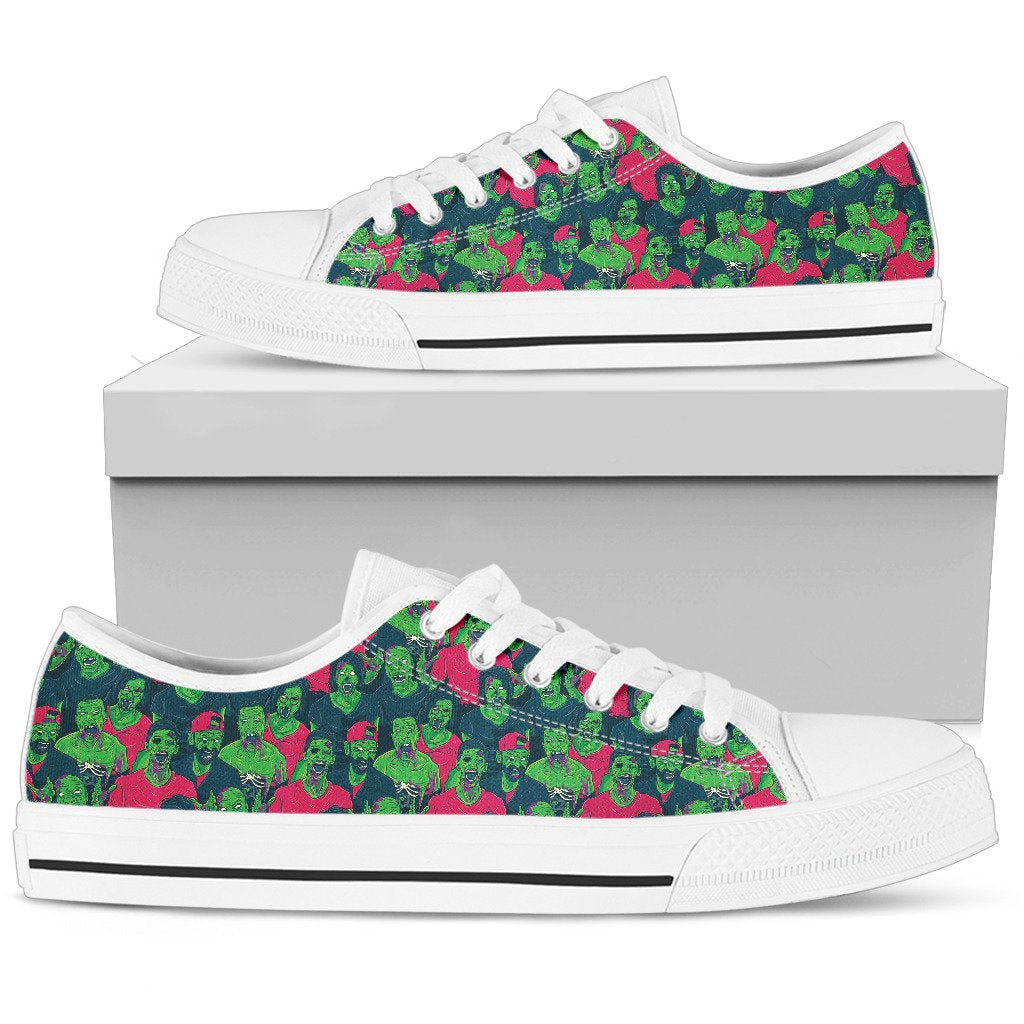 Zombie Themed Design Pattern Print Women Low Top Shoes-JTAMIGO.COM