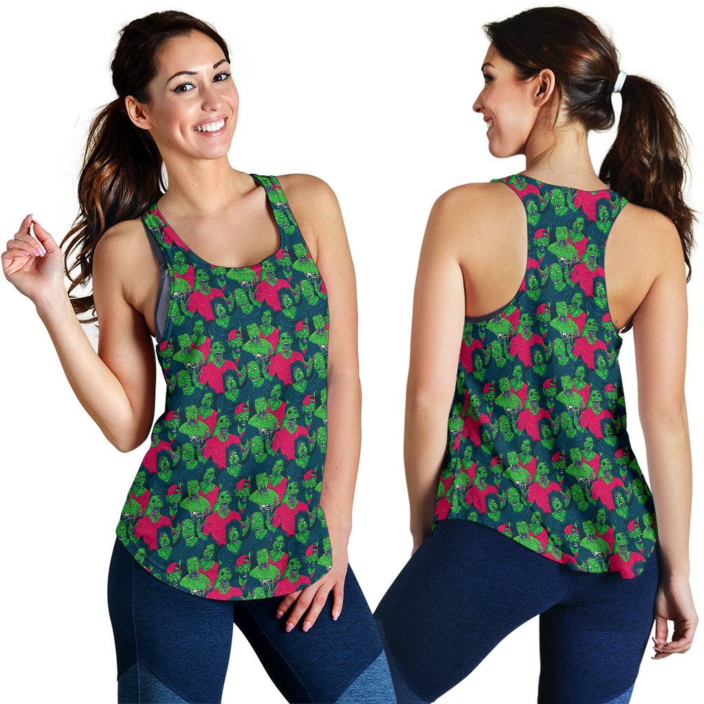 Zombie Themed Design Pattern Print Women Racerback Tank Top