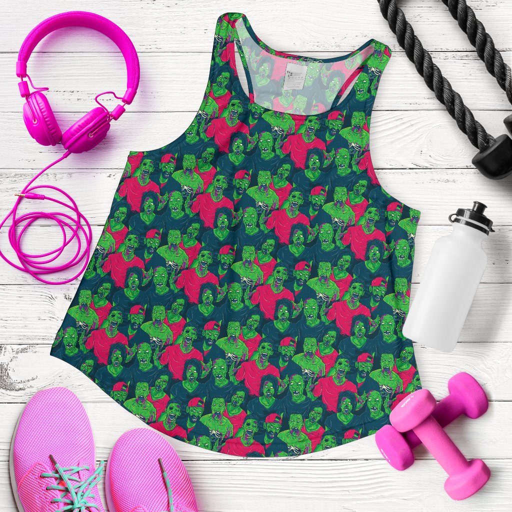 Zombie Themed Design Pattern Print Women Racerback Tank Top
