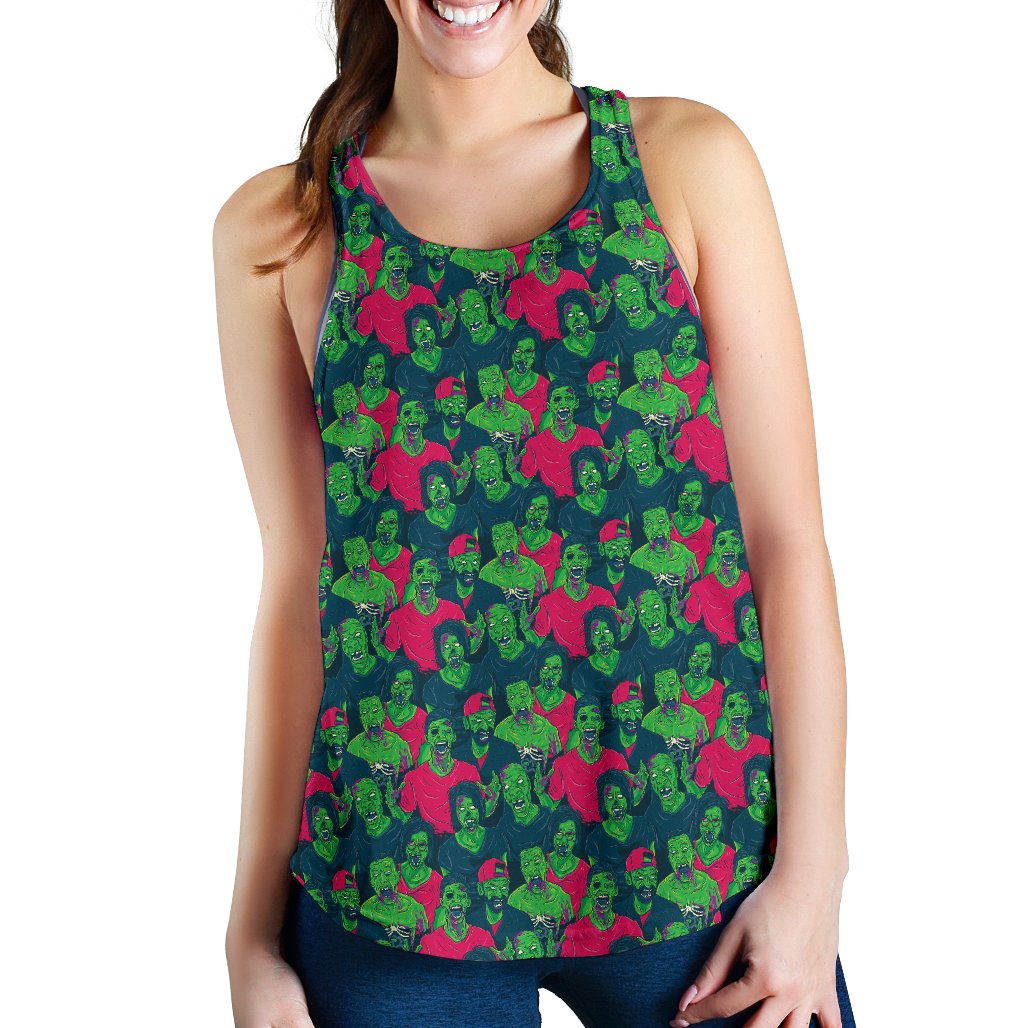 Zombie Themed Design Pattern Print Women Racerback Tank Top