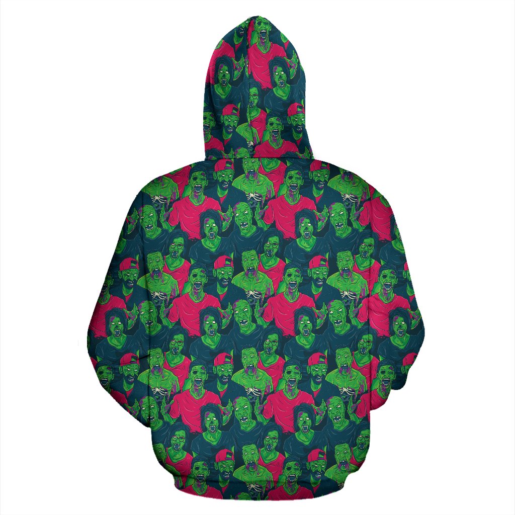 Zombie Themed Design Pattern Print Zip Up Hoodie